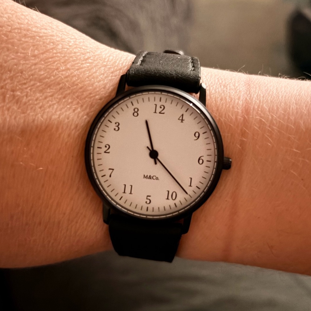 33mm Black and White 1983 M & Co. Watch - “Askew” wearable art